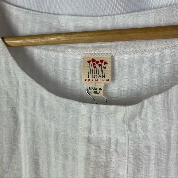 Joah Brown Premium White Cotton Short Sleeve Tunic Blouse L - Picture 4 of 4